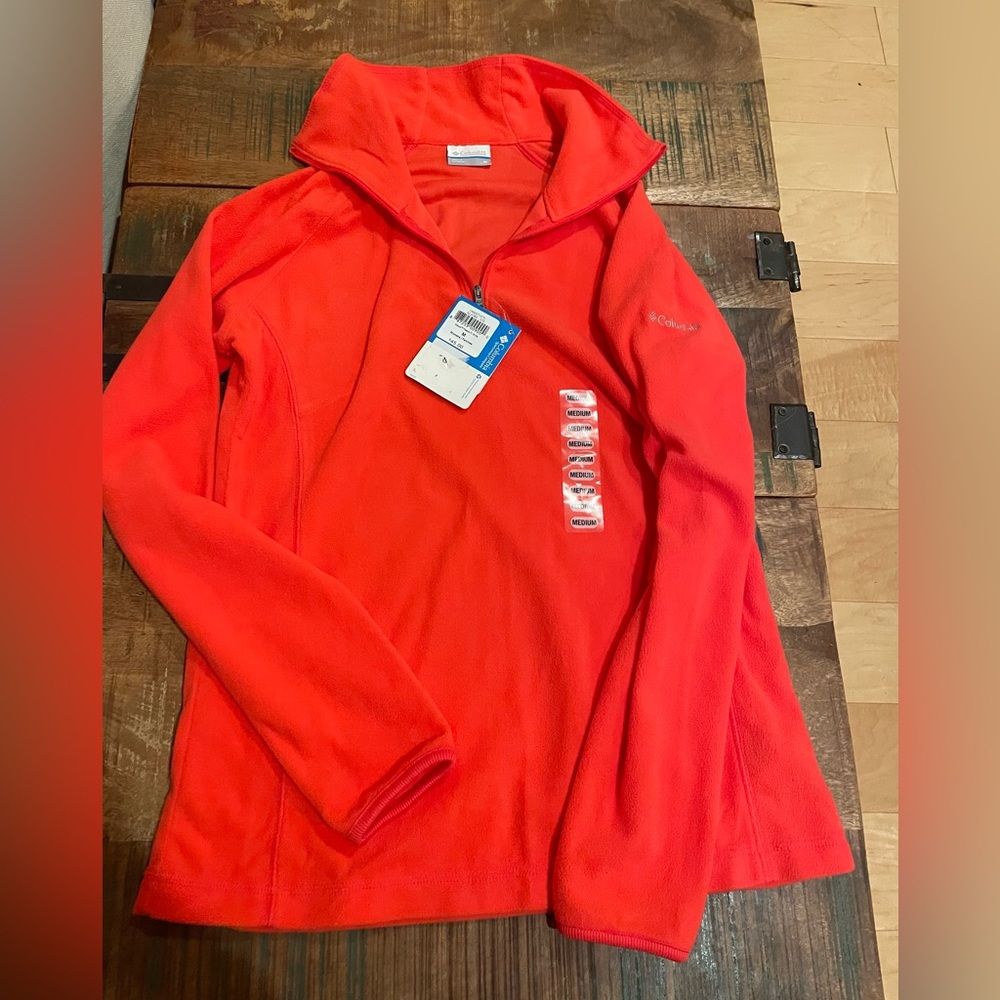 NWT Columbia Glacial Fleece III 1/2 zip Teal and Orange Fleece Pullover AS/AM